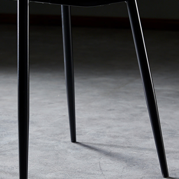 PU Leather Armless Dining Chairs Solid Back Dining Side Chair with Metal Legs