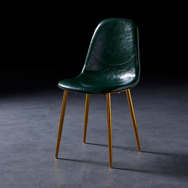 PU Leather Armless Dining Chairs Solid Back Dining Side Chair with Metal Legs