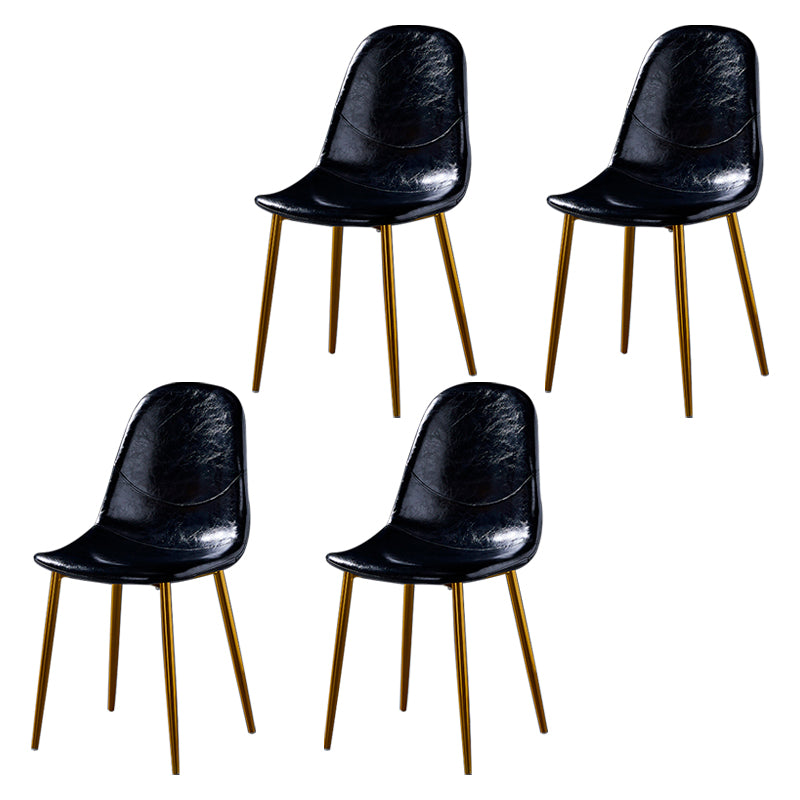 PU Leather Armless Dining Chairs Solid Back Dining Side Chair with Metal Legs