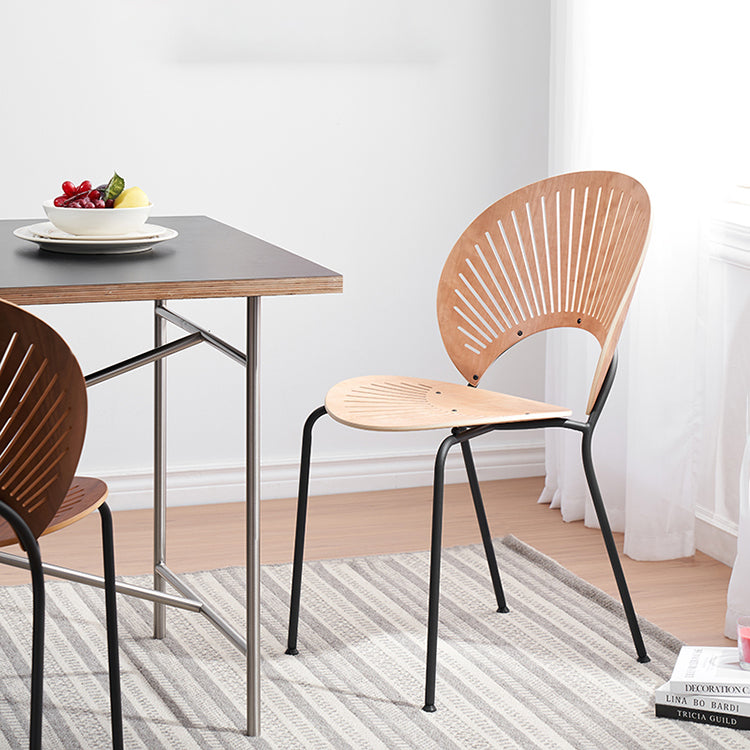 Contemporary Metal Dining Room Chairs Wood Dining Armless chairs for Home Use
