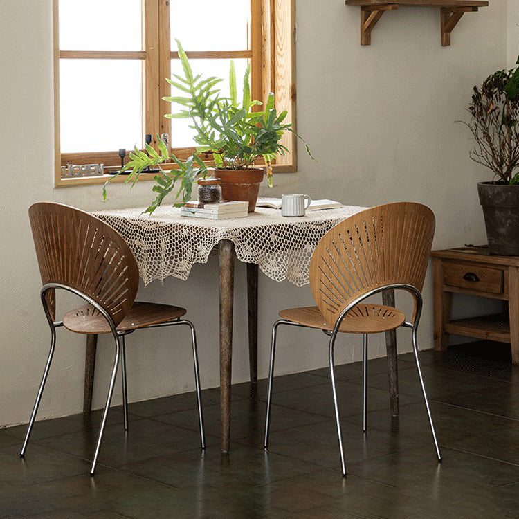 Contemporary Metal Dining Room Chairs Wood Dining Armless chairs for Home Use