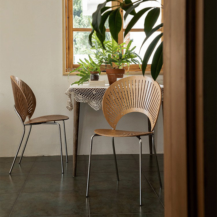 Contemporary Metal Dining Room Chairs Wood Dining Armless chairs for Home Use