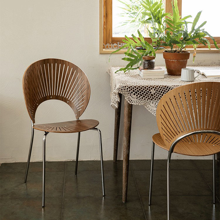 Contemporary Metal Dining Room Chairs Wood Dining Armless chairs for Home Use
