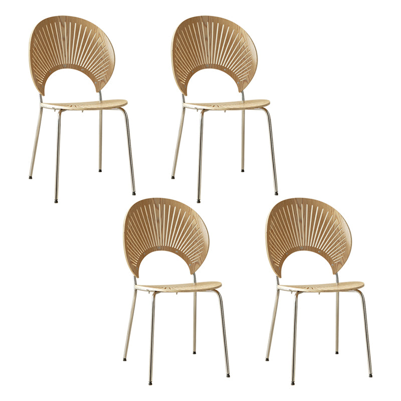 Contemporary Metal Dining Room Chairs Wood Dining Armless chairs for Home Use
