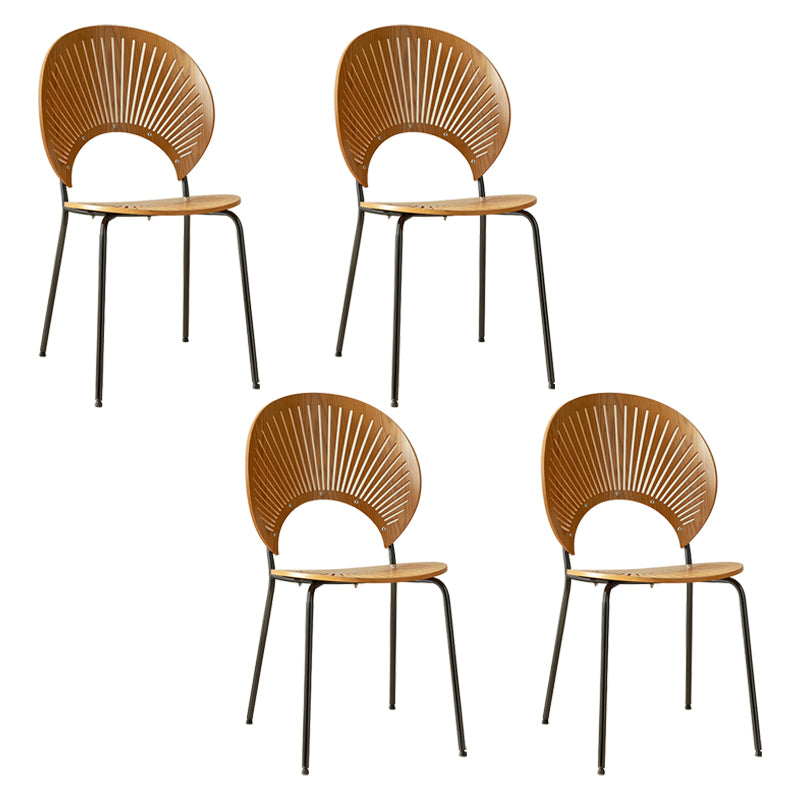 Contemporary Metal Dining Room Chairs Wood Dining Armless chairs for Home Use