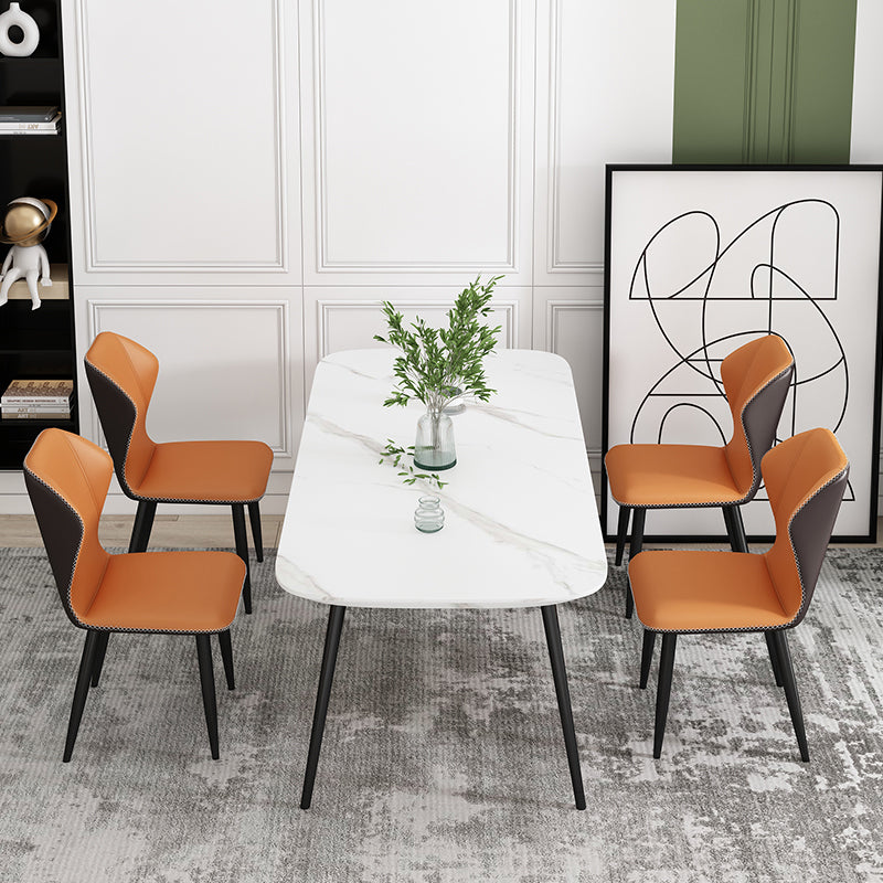 Chaise d'appoint scandinave à oreilles, chaise de salle à manger rembourrée en métal