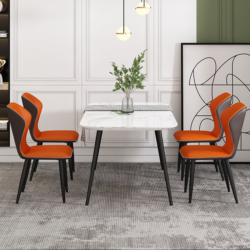 Chaise d'appoint scandinave à oreilles, chaise de salle à manger rembourrée en métal