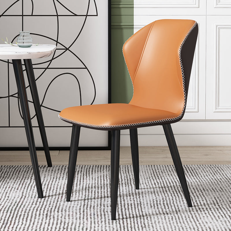 Chaise d'appoint scandinave à oreilles, chaise de salle à manger rembourrée en métal