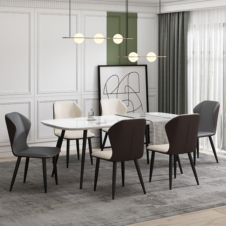 Chaise d'appoint scandinave à oreilles, chaise de salle à manger rembourrée en métal