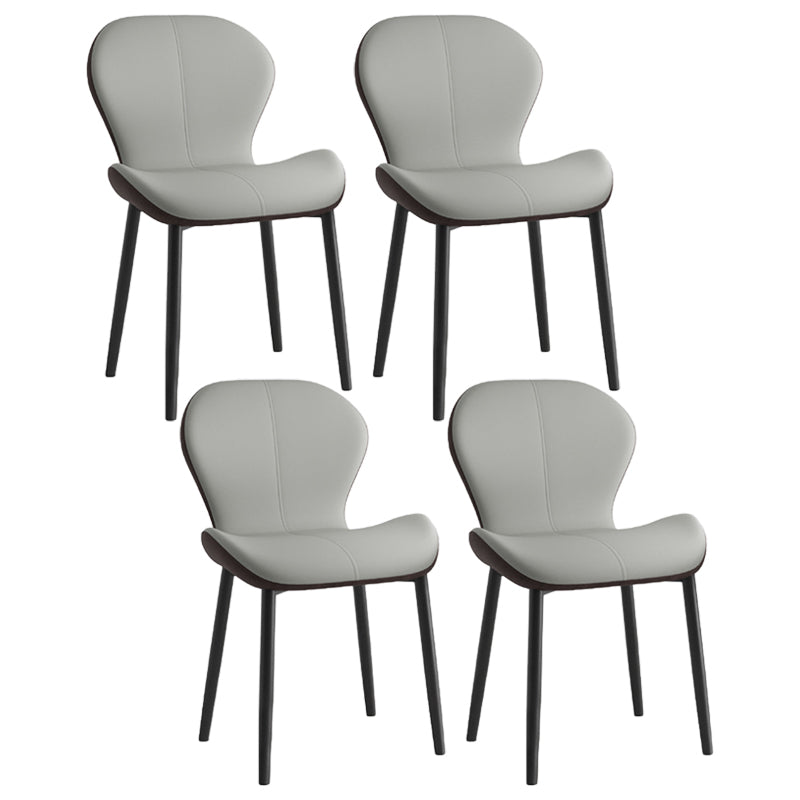 Silla lateral casera contemporánea de cuero con respaldo mate Silla de comedor