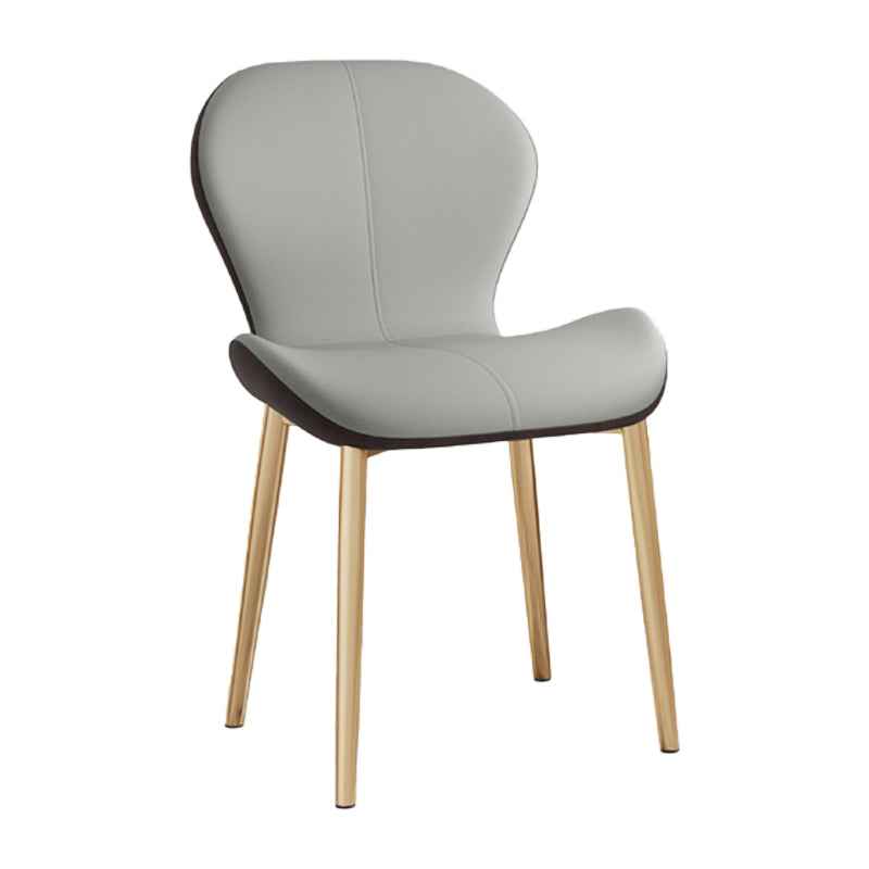 Silla lateral casera contemporánea de cuero con respaldo mate Silla de comedor