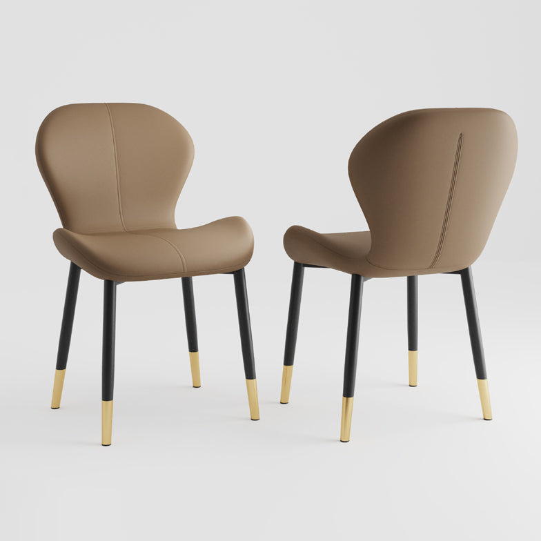 Silla lateral casera contemporánea de cuero con respaldo mate Silla de comedor