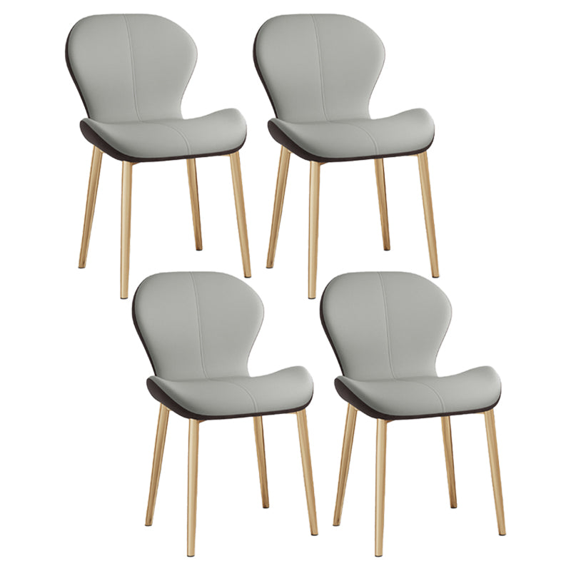 Silla lateral casera contemporánea de cuero con respaldo mate Silla de comedor
