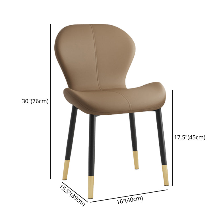 Silla lateral casera contemporánea de cuero con respaldo mate Silla de comedor
