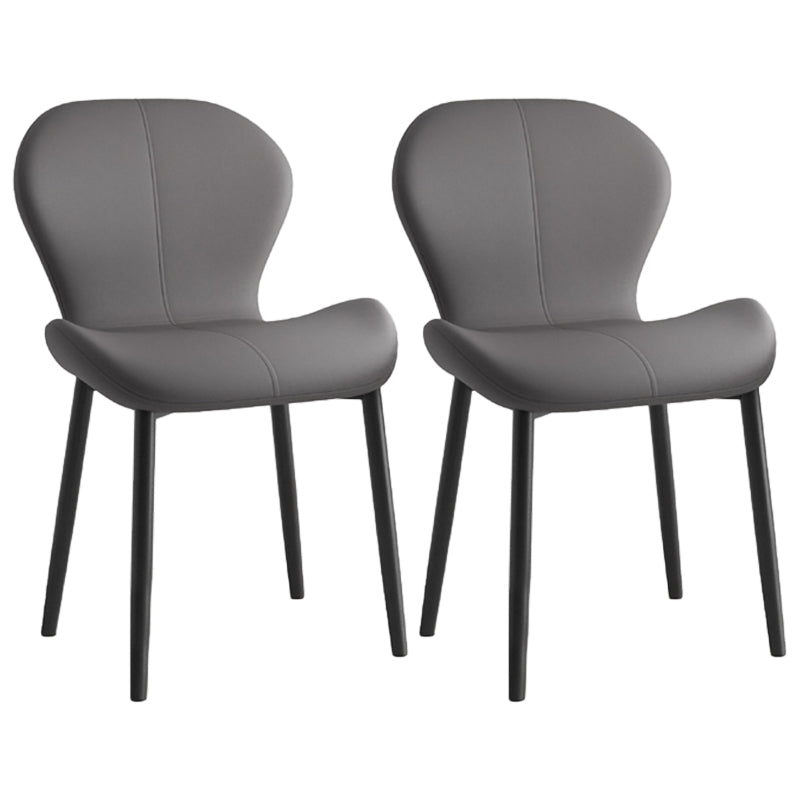 Silla lateral casera contemporánea de cuero con respaldo mate Silla de comedor