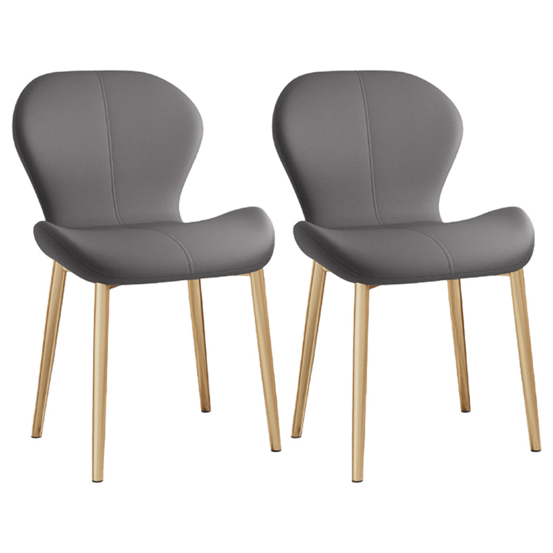 Silla lateral casera contemporánea de cuero con respaldo mate Silla de comedor