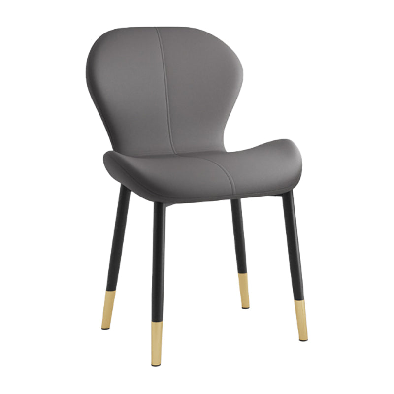 Silla lateral casera contemporánea de cuero con respaldo mate Silla de comedor