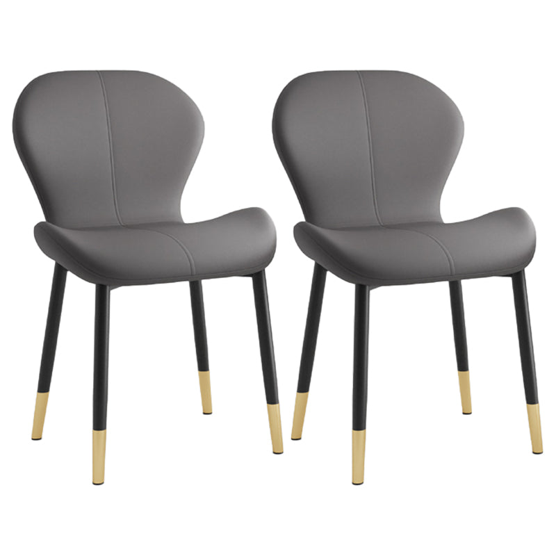 Silla lateral casera contemporánea de cuero con respaldo mate Silla de comedor