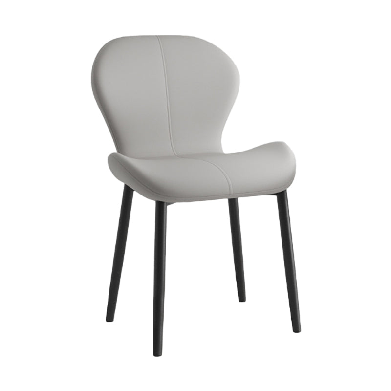 Silla lateral casera contemporánea de cuero con respaldo mate Silla de comedor