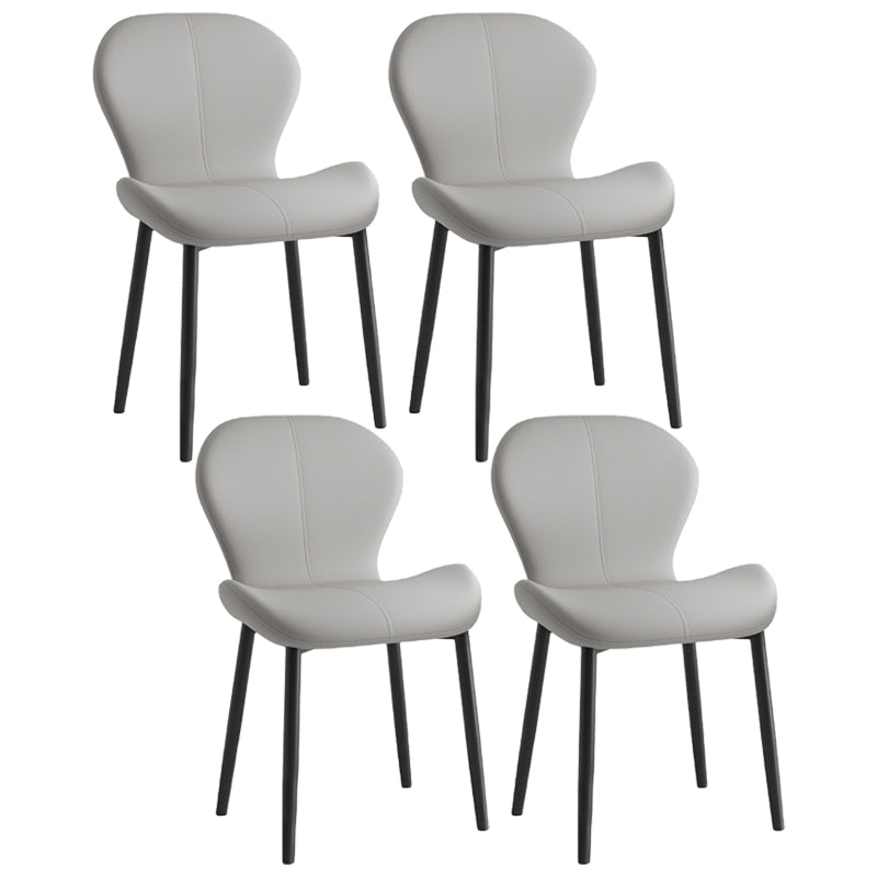 Silla lateral casera contemporánea de cuero con respaldo mate Silla de comedor