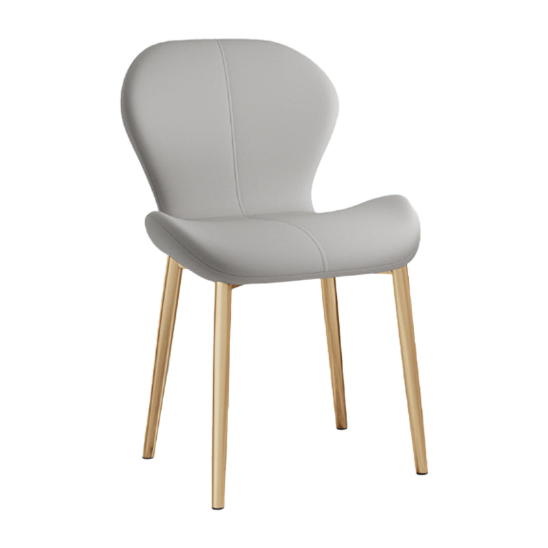 Silla lateral casera contemporánea de cuero con respaldo mate Silla de comedor