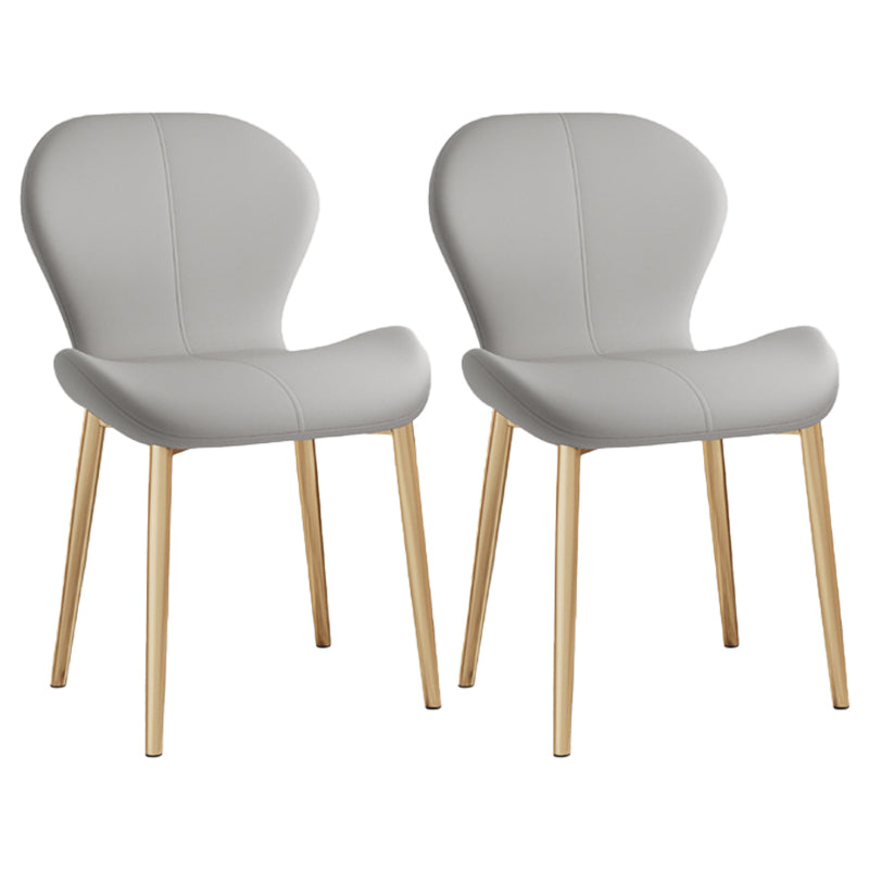 Silla lateral casera contemporánea de cuero con respaldo mate Silla de comedor