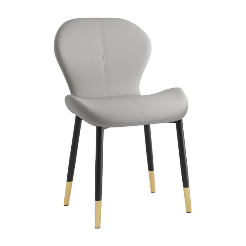 Silla lateral casera contemporánea de cuero con respaldo mate Silla de comedor