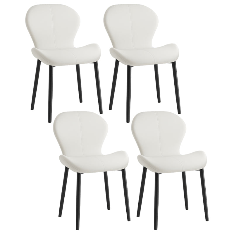 Silla lateral casera contemporánea de cuero con respaldo mate Silla de comedor