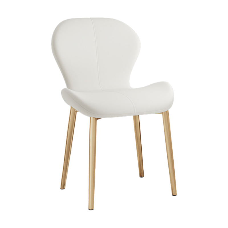 Silla lateral casera contemporánea de cuero con respaldo mate Silla de comedor