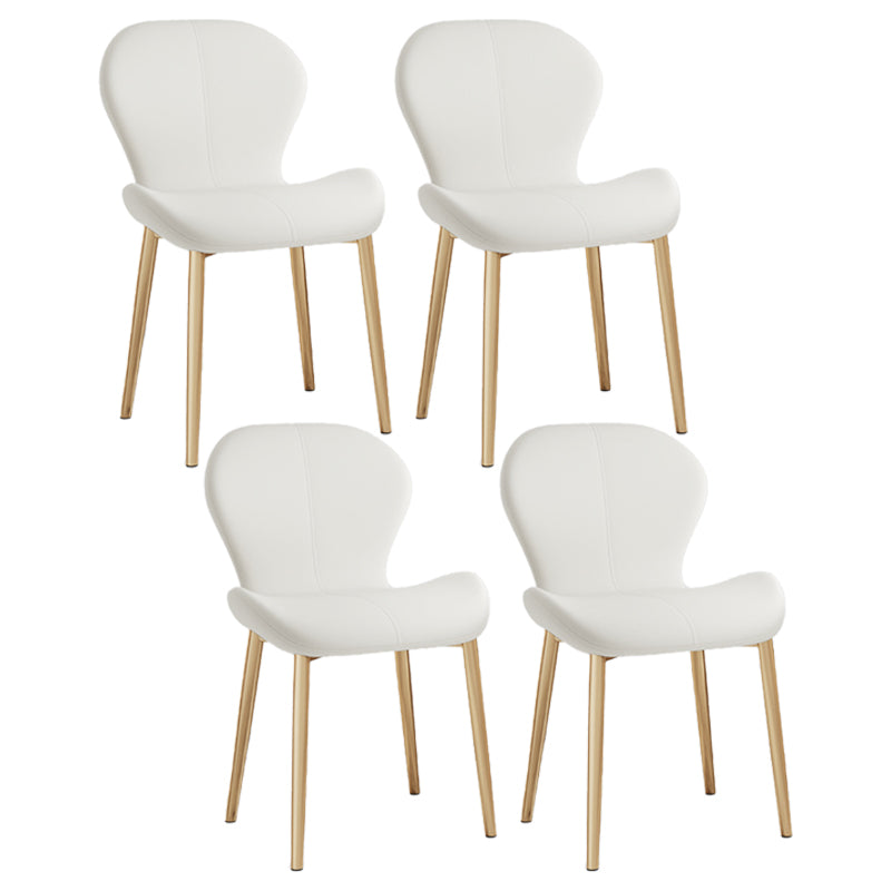 Silla lateral casera contemporánea de cuero con respaldo mate Silla de comedor