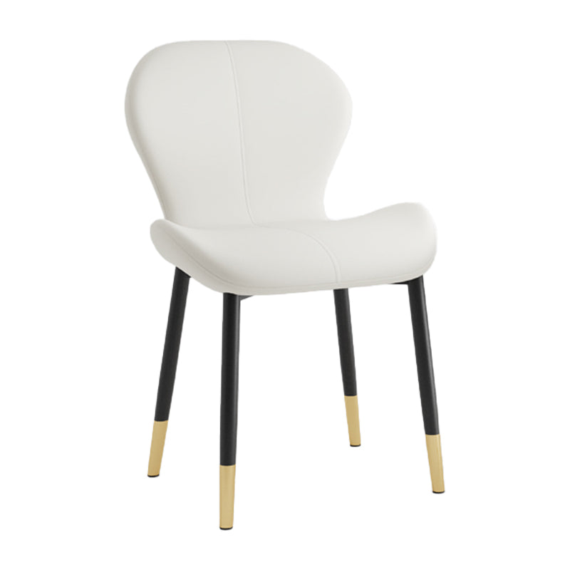 Silla lateral casera contemporánea de cuero con respaldo mate Silla de comedor