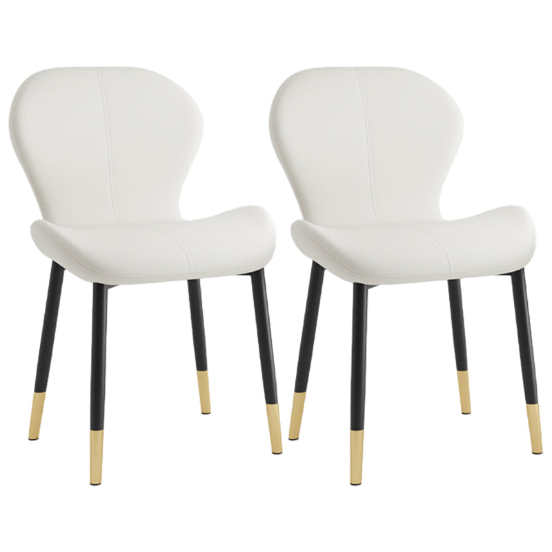 Silla lateral casera contemporánea de cuero con respaldo mate Silla de comedor