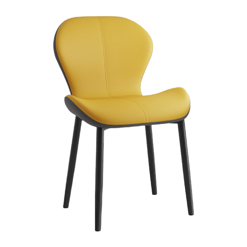 Silla lateral casera contemporánea de cuero con respaldo mate Silla de comedor