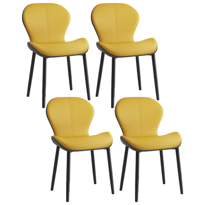 Silla lateral casera contemporánea de cuero con respaldo mate Silla de comedor