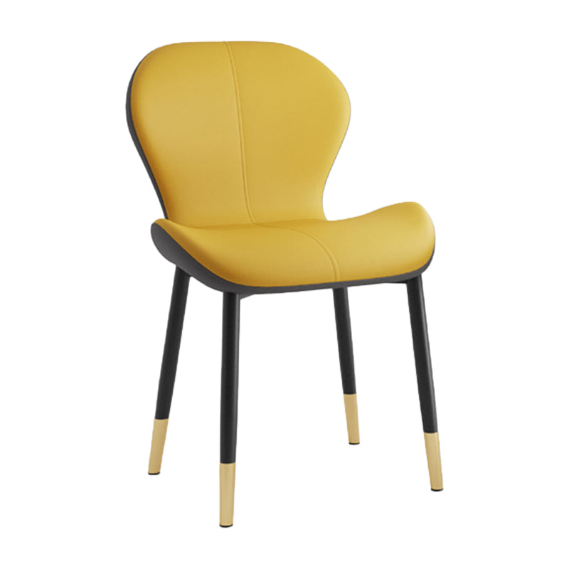 Silla lateral casera contemporánea de cuero con respaldo mate Silla de comedor