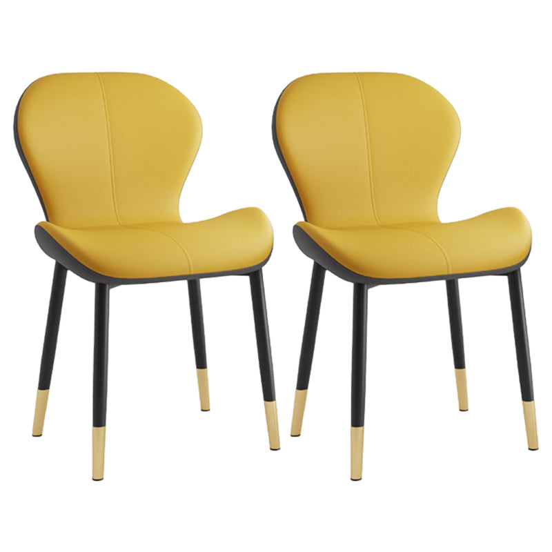 Silla lateral casera contemporánea de cuero con respaldo mate Silla de comedor