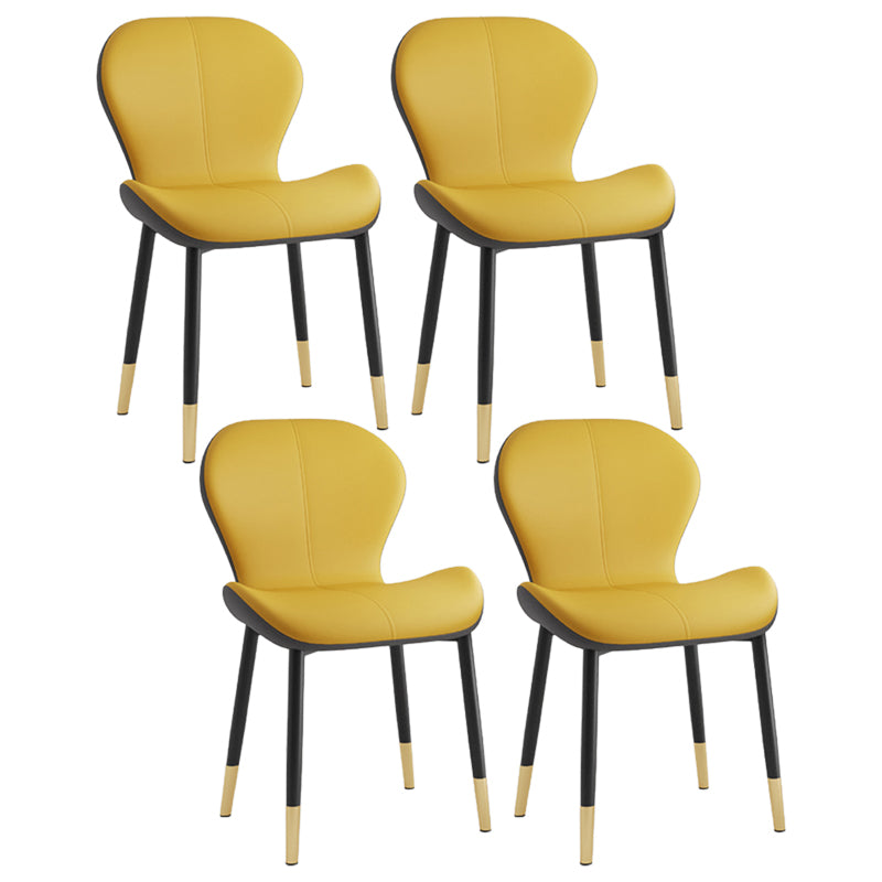 Silla lateral casera contemporánea de cuero con respaldo mate Silla de comedor