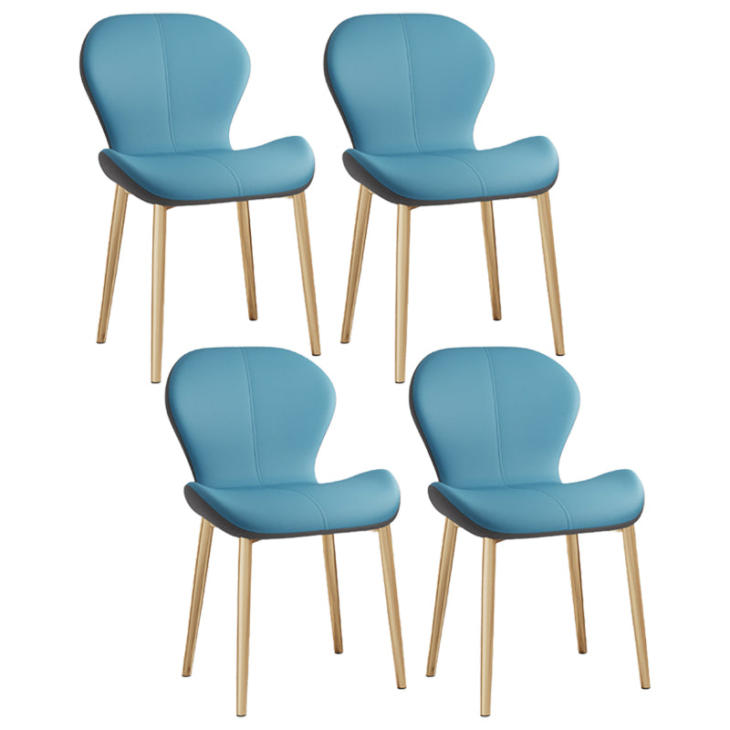 Silla lateral casera contemporánea de cuero con respaldo mate Silla de comedor
