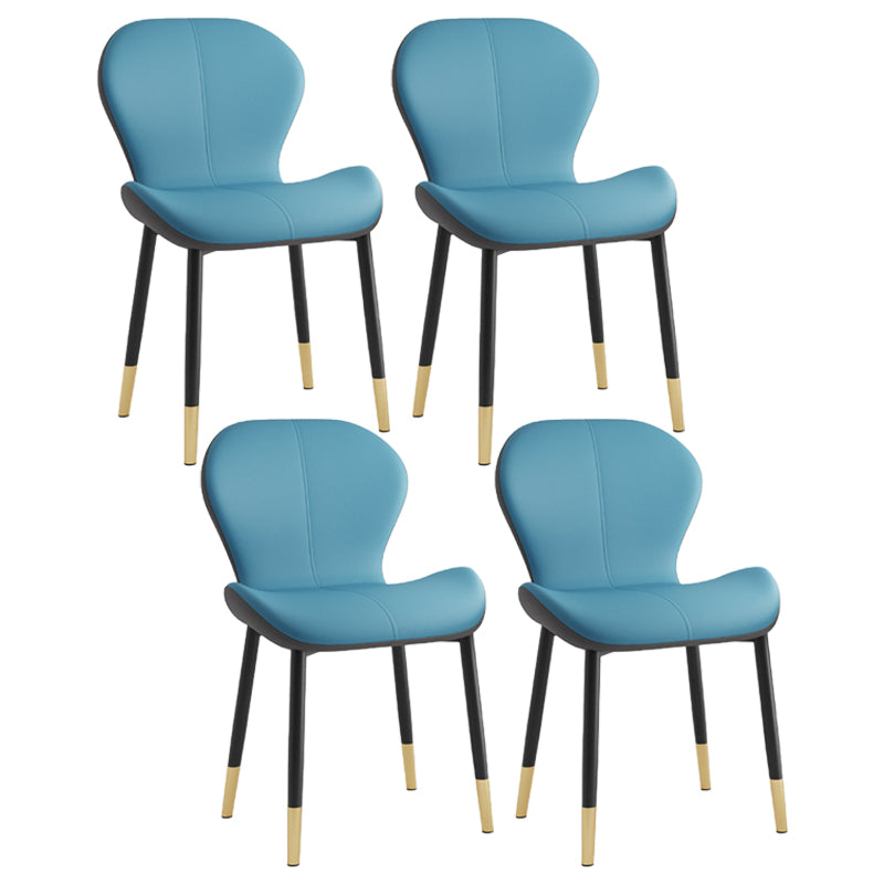 Silla lateral casera contemporánea de cuero con respaldo mate Silla de comedor