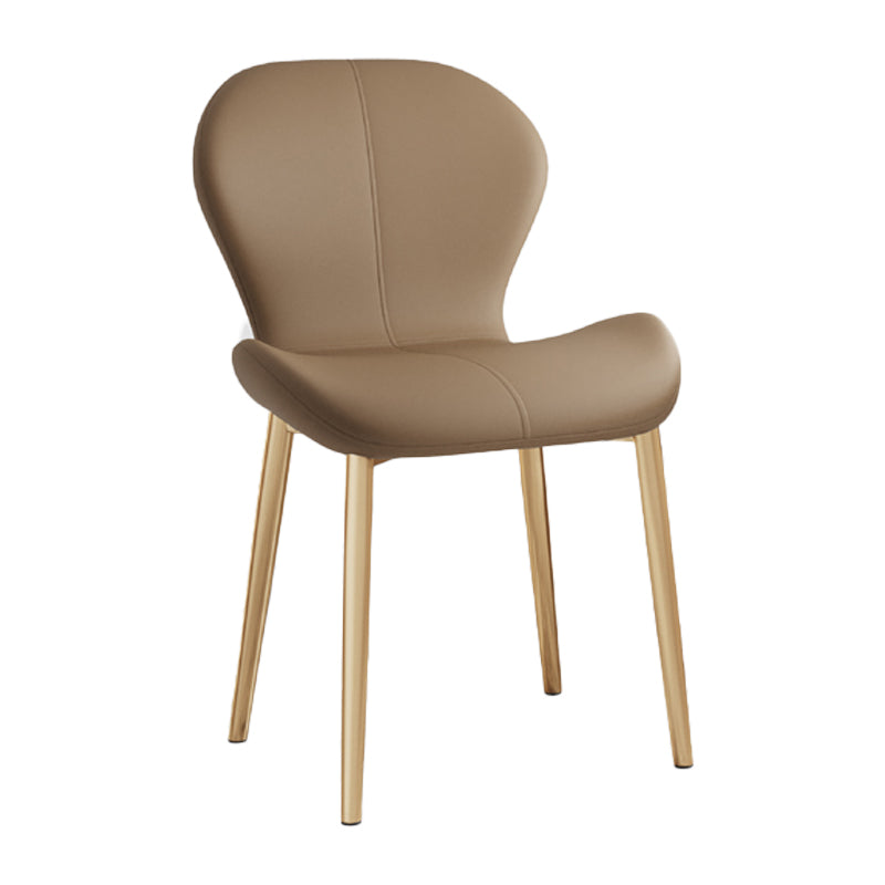 Silla lateral casera contemporánea de cuero con respaldo mate Silla de comedor