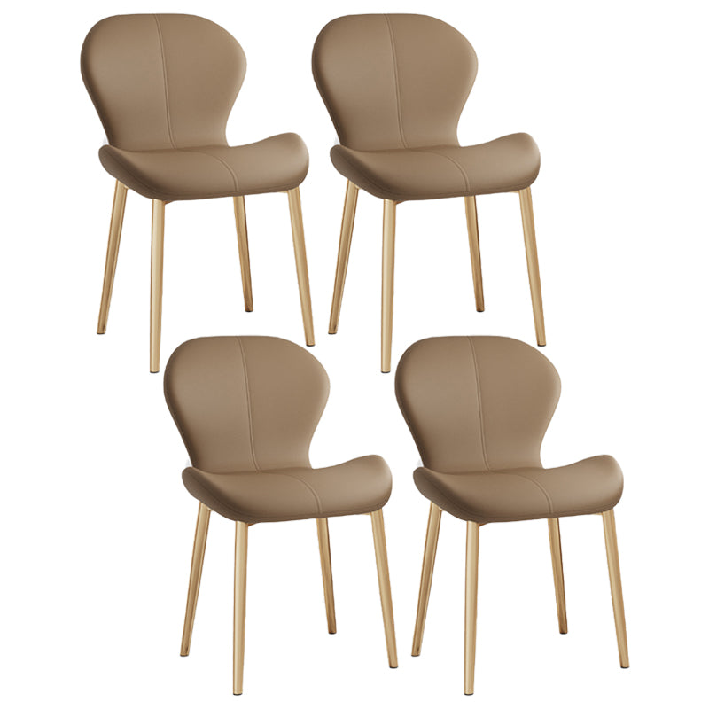 Silla lateral casera contemporánea de cuero con respaldo mate Silla de comedor