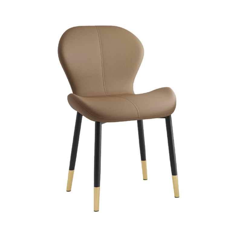 Silla lateral casera contemporánea de cuero con respaldo mate Silla de comedor