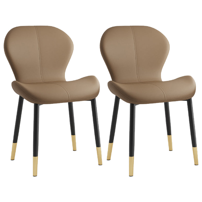 Silla lateral casera contemporánea de cuero con respaldo mate Silla de comedor