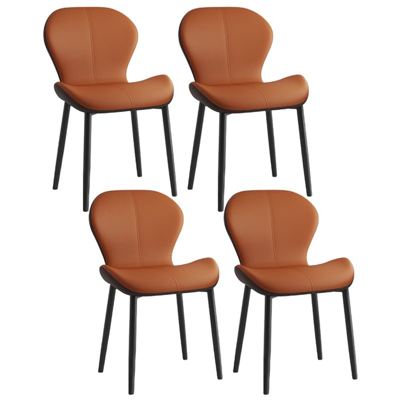 Silla lateral casera contemporánea de cuero con respaldo mate Silla de comedor