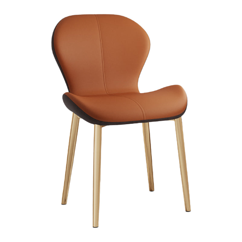 Silla lateral casera contemporánea de cuero con respaldo mate Silla de comedor