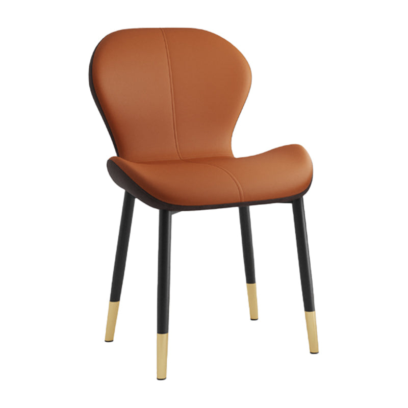 Silla lateral casera contemporánea de cuero con respaldo mate Silla de comedor