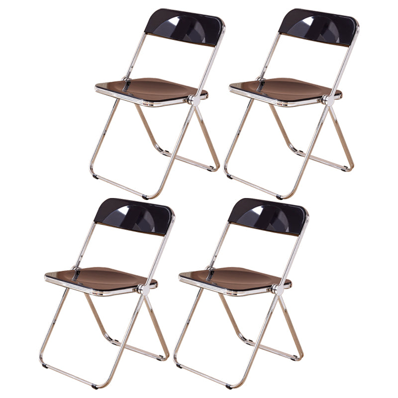 Open Back Dining Side Chair Foldable Armless Dining Chairs with Metal Legs