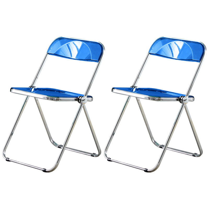 Open Back Dining Side Chair Foldable Armless Dining Chairs with Metal Legs