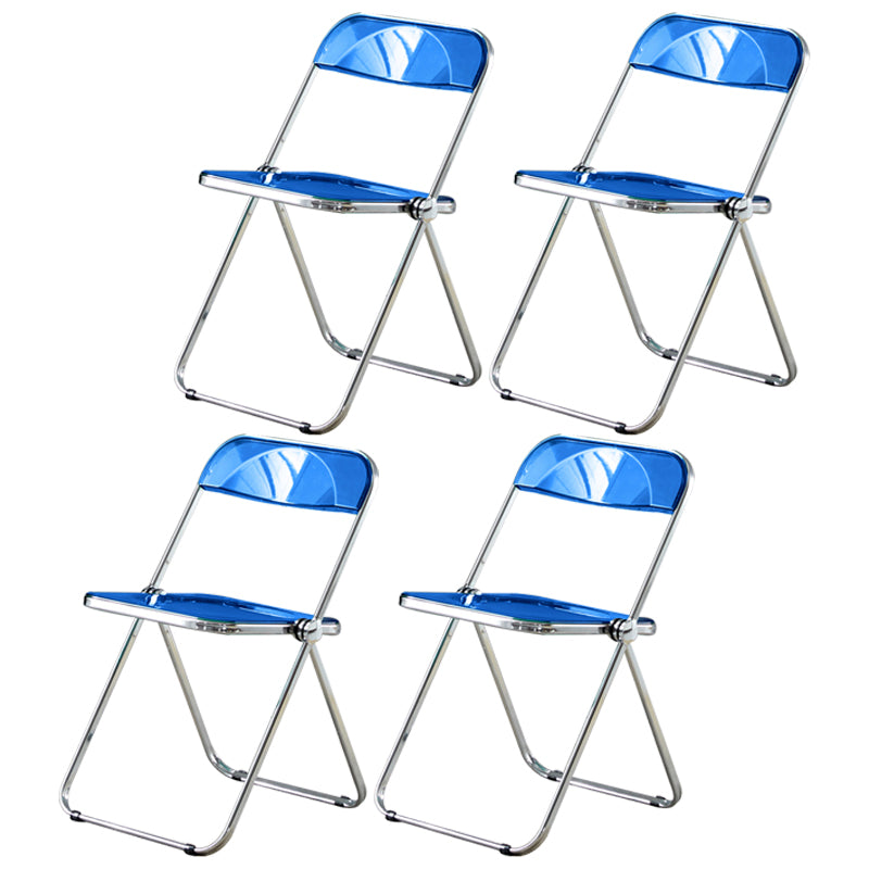 Open Back Dining Side Chair Foldable Armless Dining Chairs with Metal Legs