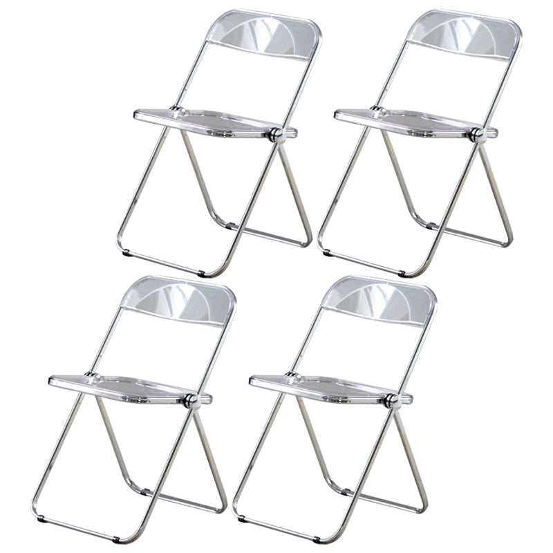Open Back Dining Side Chair Foldable Armless Dining Chairs with Metal Legs